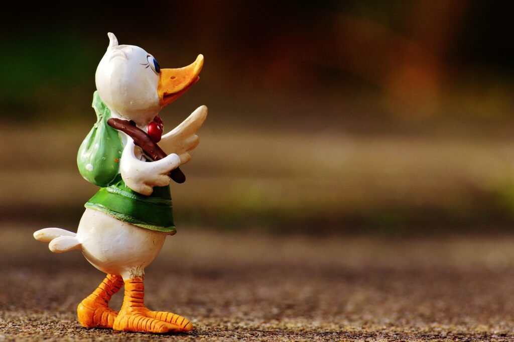 Donald Duck walking into the future